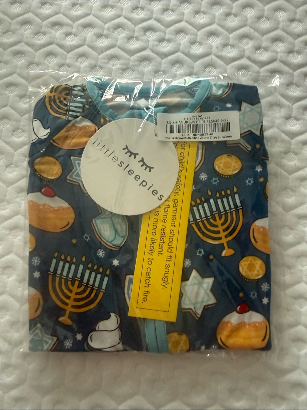 Little Sleepies Navy & Gold Hanukkah Zip Footie